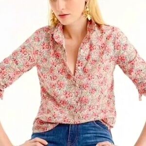Liberty print J. Crew popover long sleeve shirt Size 2